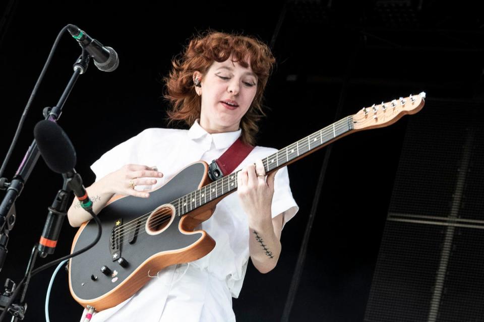 Genessa Gariano on lead guitar for The Regrettes.