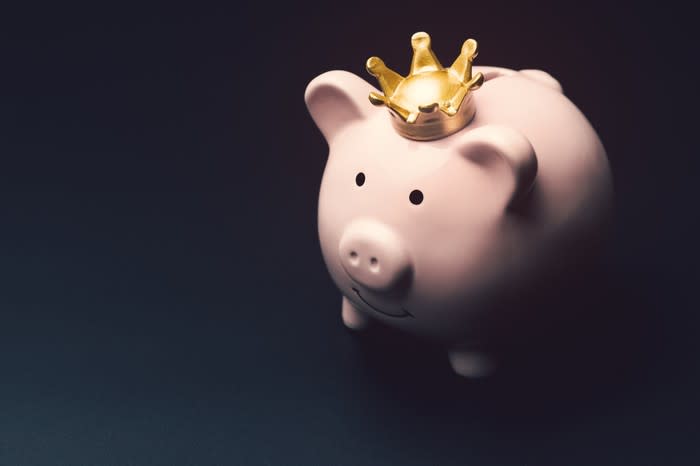 Piggy bank with crown.