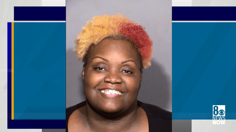 <em>Tamika Shelton was charged with furnishing a phone to an inmate, which is a felony, records showed. (LVMPD/KLAS)</em>