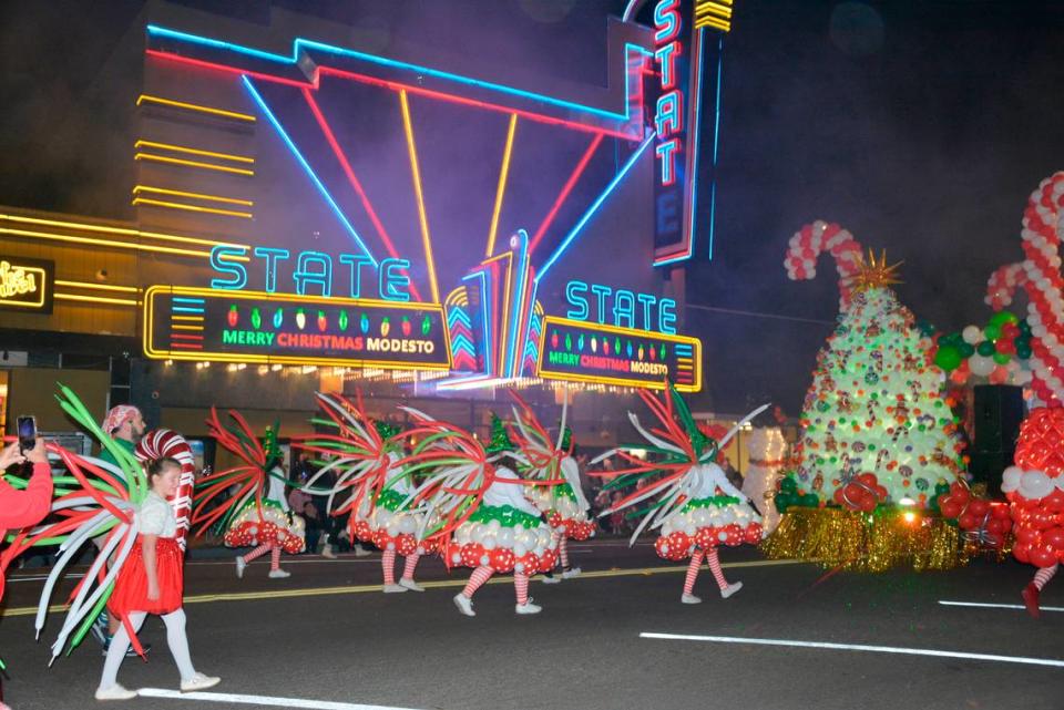 Participants on Modesto’s Celebration of Lights holiday parade on Dec. 4. 2021 in Modesto, Calif.