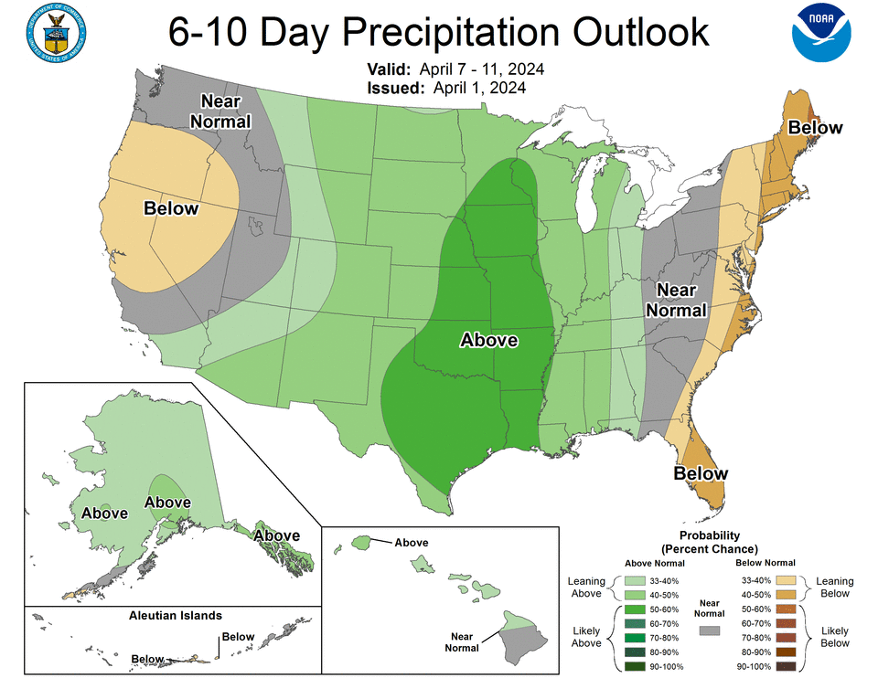 NOAA's precipitation outlook for April 7-11, which includes the April 8 solar eclipse.