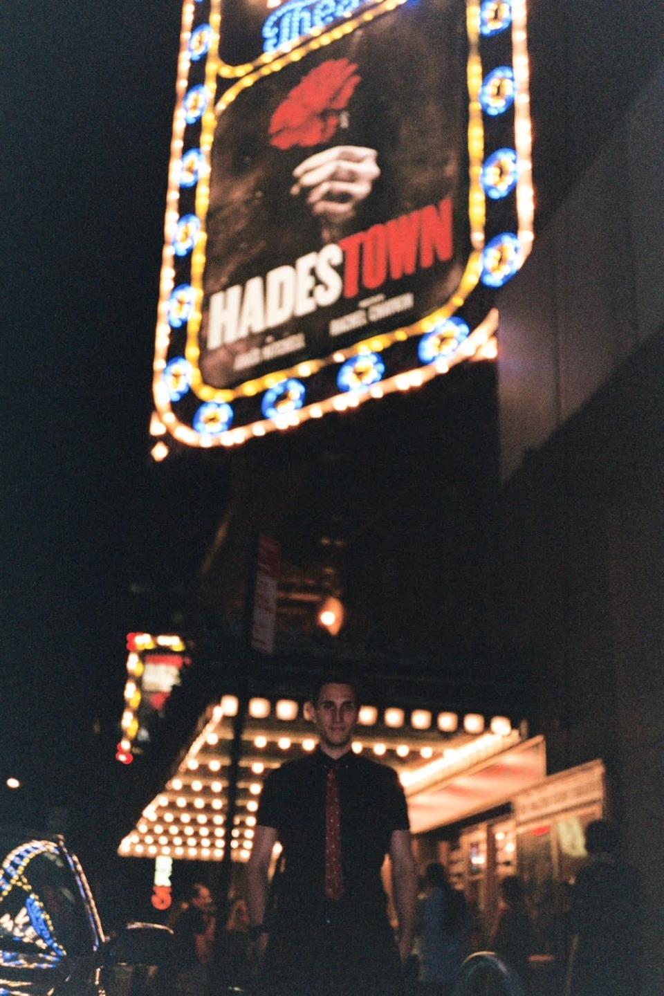 Krause stands in front of the “Hadestown” marquee. “It’s a really difficult career as it is, without having to contend with, will it come back? How will it come back?” Krause said.