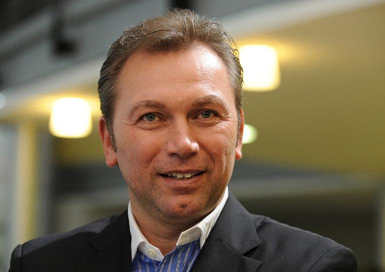 US team Radioshack's manager Johan Bruyneel attends the presentation of the cycling Leopard Trek team in Bereldange on February 16, 2012