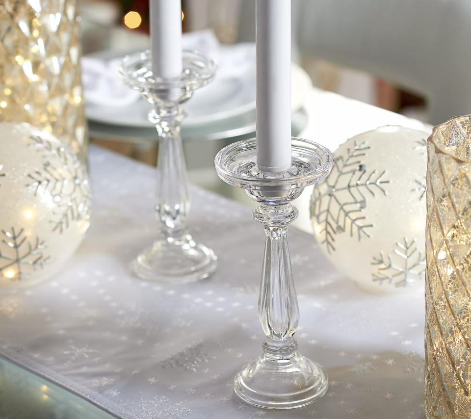 Set of (2) 8" Glass Pedestal Candle Holders by Valerie (Photo: QVC)