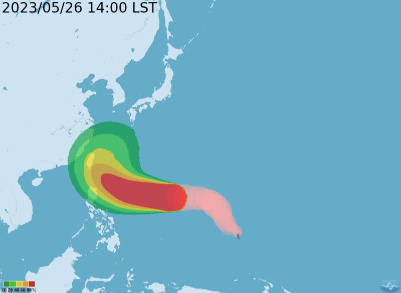 ▲瑪娃頂級強颱以每小時26公里速度，向西北西進行，近中心最大風速每秒58公尺。（圖／中央氣象局）