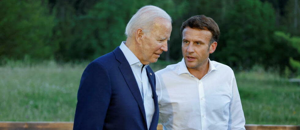 Emmanuel Macron avait rencontré Joe Biden le 21 septembre, à New York, dans le cadre du Fonds mondial.  - Credit:LUDOVIC MARIN / POOL / AFP