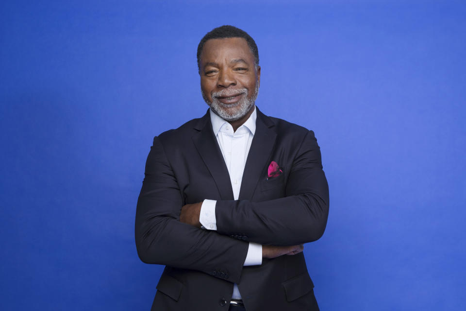 FILE - Carl Weathers poses at the Disney + launch event promoting "The Mandalorian" at the London West Hollywood hotel in West Hollywood, Calif., on Oct. 19. 2019. Weathers, a former NFL linebacker who became a Hollywood action movie and comedy star, playing nemesis-turned-ally Apollo Creed in the “Rocky” movies, facing-off against Arnold Schwarzenegger in “Predator” and teaching golf in “Happy Gilmore,” died Tuesday, Jan. 30, 2024. He was 76. (Photo by Mark Von Holden/Invision/AP, File)