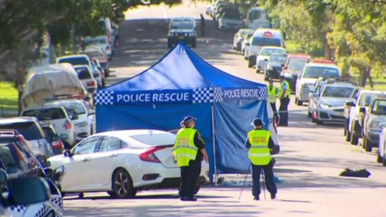 Police at the scene on Leylands Parade. Picture: 7 News