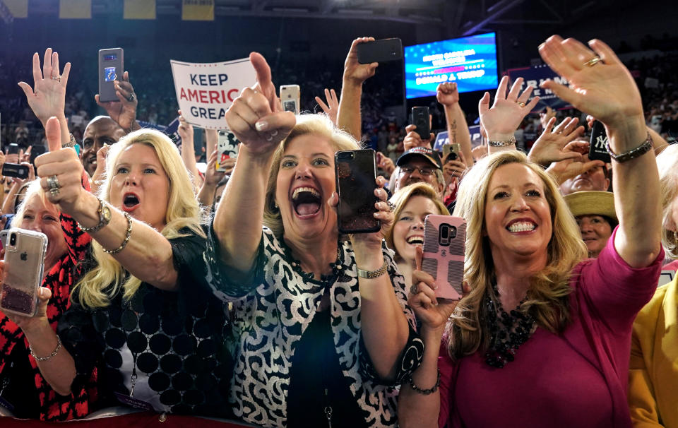 Supporters at President Trump's campaign rally in Greenville, N.C. (Photo: Kevin Lamarque/Reuters)