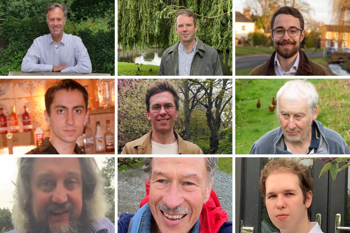 Meet the York Outer candidates. Top row, l-r: Julian Sturdy, Andrew Hollyer, Luke Charters. Middle row, l-r:  Hal Mayne, Michael Kearney,  David Eadington. Bottom row, l-r: Darren Borrows, Keith Hayden,  John Crispin-Bailey <i>(Image: Supplied)</i>