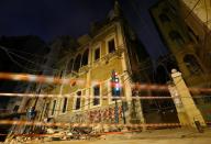 A view shows a damaged building in the aftermath of a massive explosion at the port of Beirut