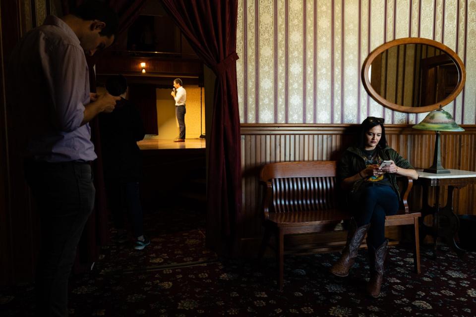 Mayor Pete Buttigieg travels with press to in a town hall in Elkader Iowa Sept. 22, 2019