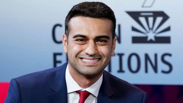 PHOTO: Abraham Hamadeh, a Republican candidate for Arizona attorney general, is seen prior to a debate against Democrat Kris Mayes on Sept. 28, 2022. (Ross D. Franklin/AP, FILE)