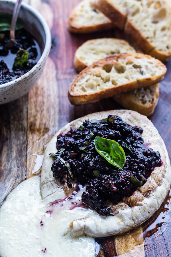 <strong>Get the <a href="http://www.halfbakedharvest.com/grilled-brie-blackberry-basil-smash-salsa-grilled-bread/" target="_blank">Grilled Brie with Blackberry Basil Smash Salsa and Grilled Bread recipe</a> from Half Baked Harvest</strong>