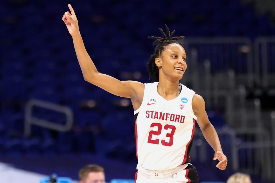 Kiana Williams is the leading scorer for the Stanford Cardinal. averaging 14.4 points per game.