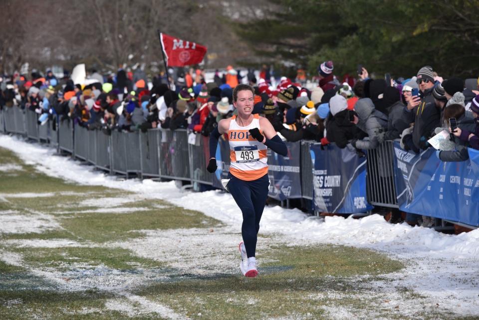 Ana Tucker nears the finish line at the NCAA Cross Country Championships in East Lansing.