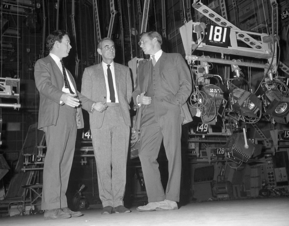 In the land of Television: Mr. Michael Peacock, Controller of BBC 1, Mr. Huw Wheldon, Controller of Television Programmes and Sir David Attenborough, Controller of BBC 2, at the BBC Television Centre, White City in 1965 (PA)