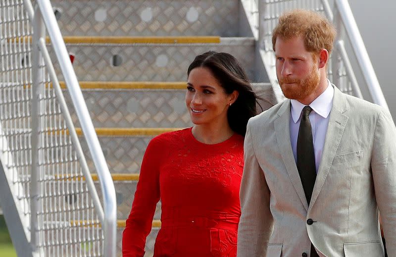 FILE PHOTO: Britain's Prince Harry and Meghan, Duchess of Sussex, in Tonga