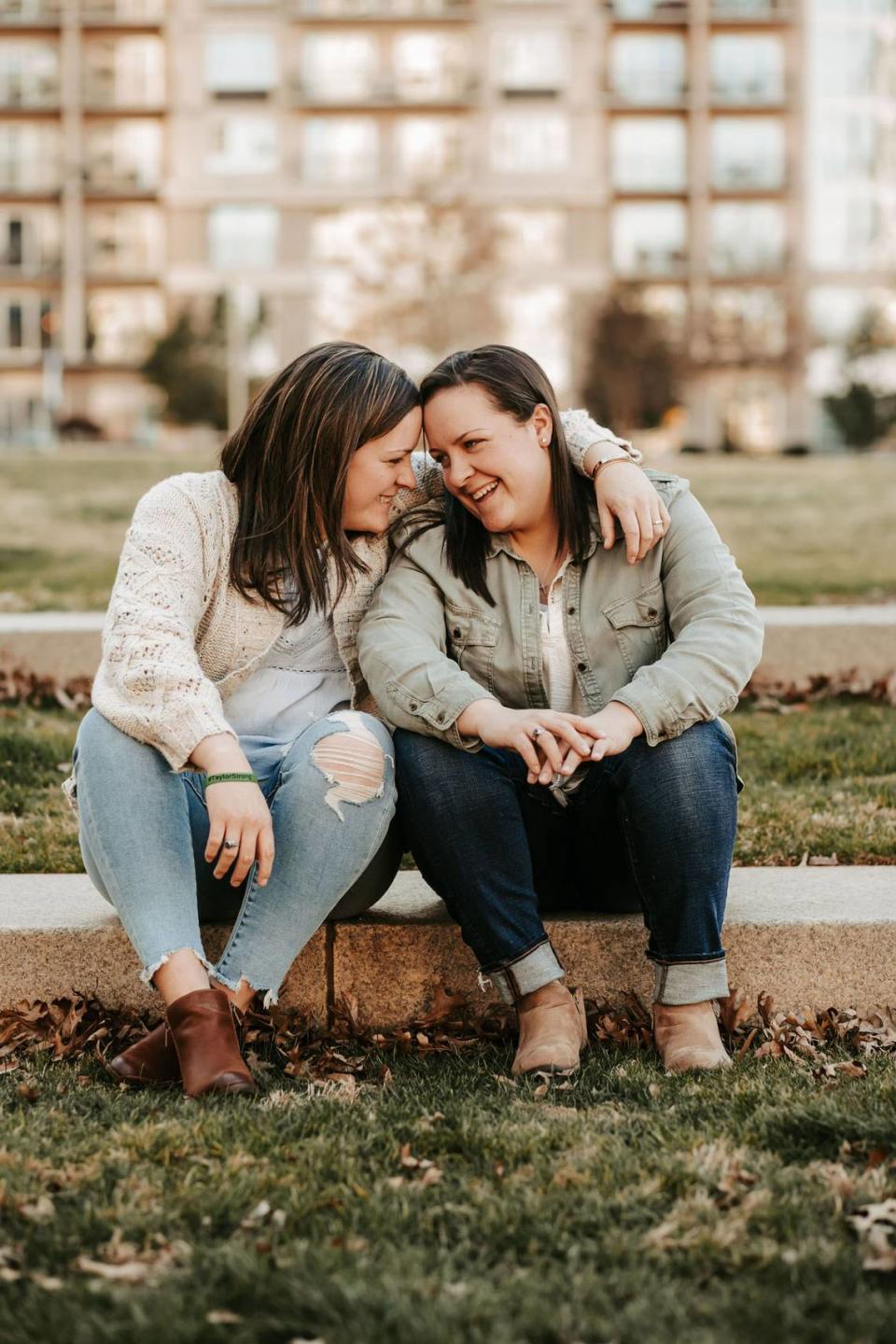 Identical twins Mallory Stokes (left) and Mia Stokes in 2019, when they were seniors at Lincoln Charter High School in Denver, N.C. This remains one of Mallory’s favorite photos of the sisters.