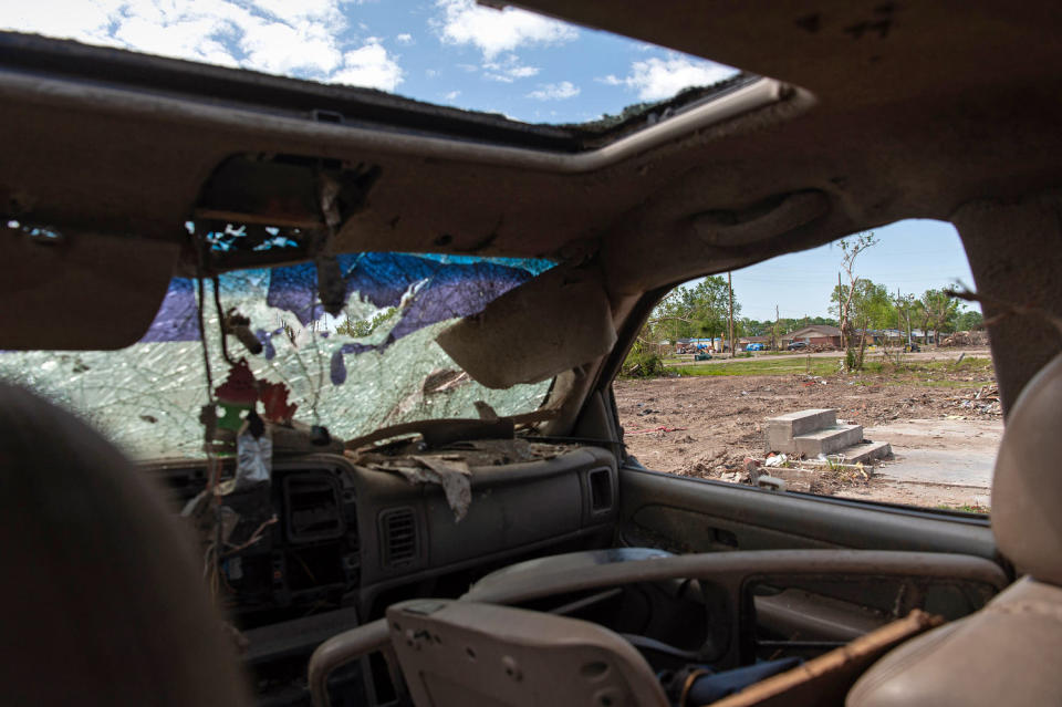 Concrete steps, right, used to lead  to Sammy Jackson’s home. (Rory Doyle for NBC News)