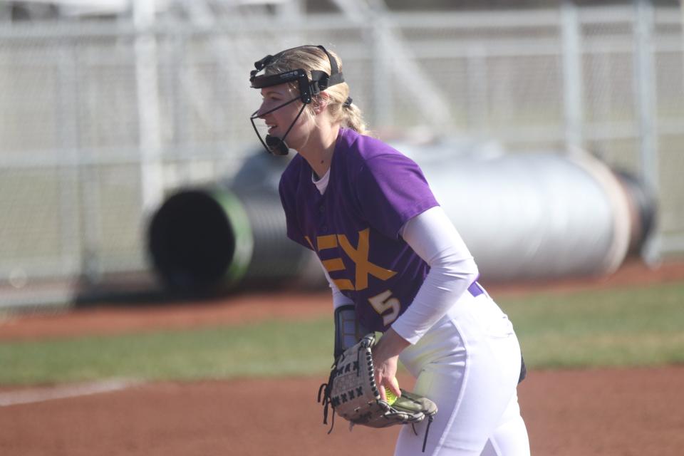 Lexington junior Makaree Chapman pitches in a game last week against Madison. On Tuesday, she tossed a six-inning perfect game in an 11-0 win over Wooster.