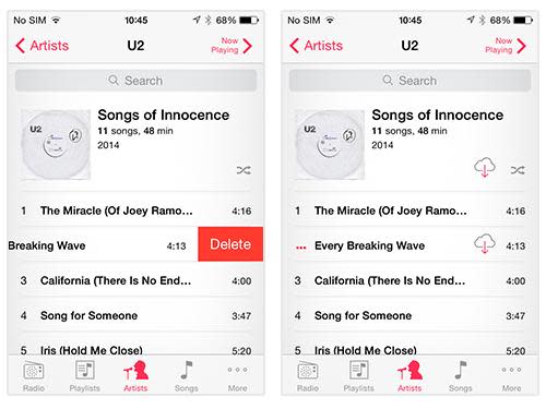Songs of Innocence on the iPhone