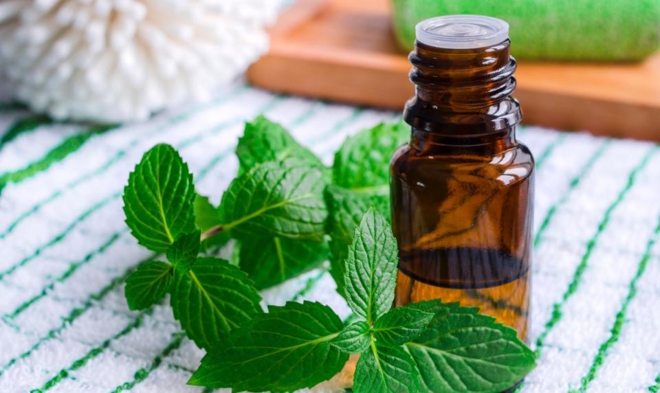 Peppermint oil used to treat a headache that can flare up behind the eyes