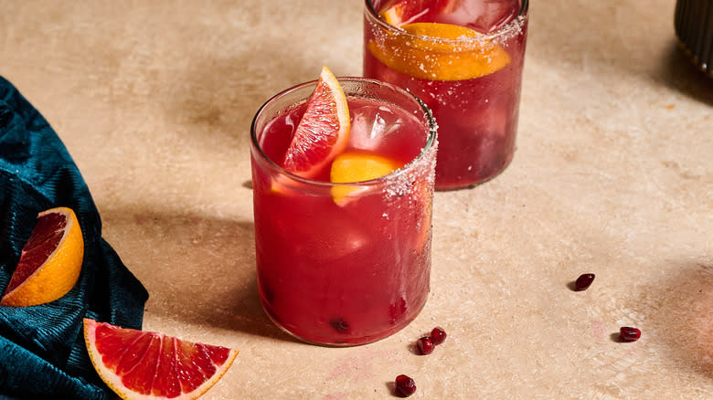 blood orange margarita on table