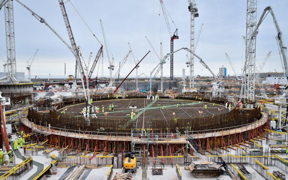 The base for the first reactor at Hinkley Point C power station - Ben Birchall /PA Wire 