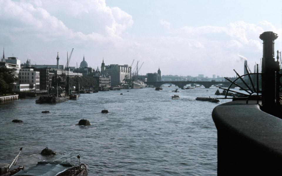 LONDON - SEPTEMBER 3: A view of the River Thames on September 3, 1963 in London, England. (Photo by Ponzini Family/Getty Images)  - Getty