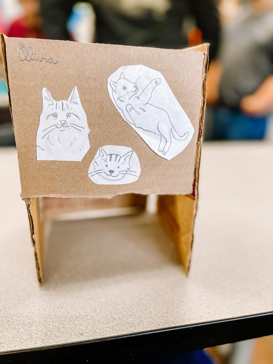 Perhaps in anticipation of a visit from Young-Williams Animal Center, a Corryton Elementary student made this cardboard project.