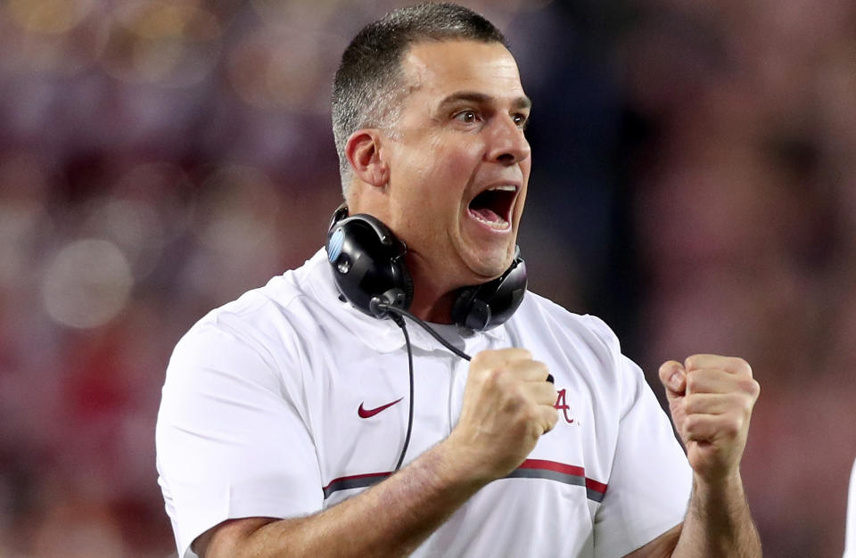 Cristobal during Monday's national title game between Alabama and Clemson. (Getty)