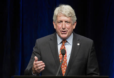 FILE PHOTO: Virginia Attorney General Mark Herring speaks at the Virginia Democratic Party's annual Jefferson-Jackson party fundraising dinner at George Mason University in Fairfax, Virginia, June 26, 2015. REUTERS/Joshua Roberts/File Photo