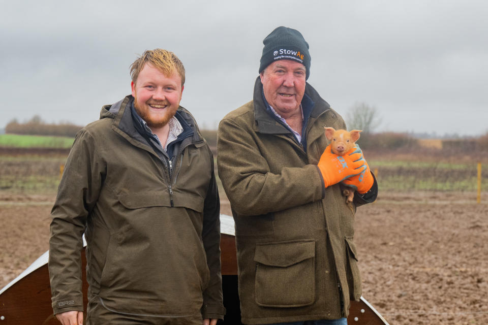 The biggest argument between Jeremy Clarkson and Kaleb breaks out in series 3 of Clarkson's Farm.  (Amazon Prime)