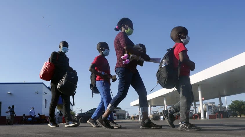 A family of Haitian migrants.