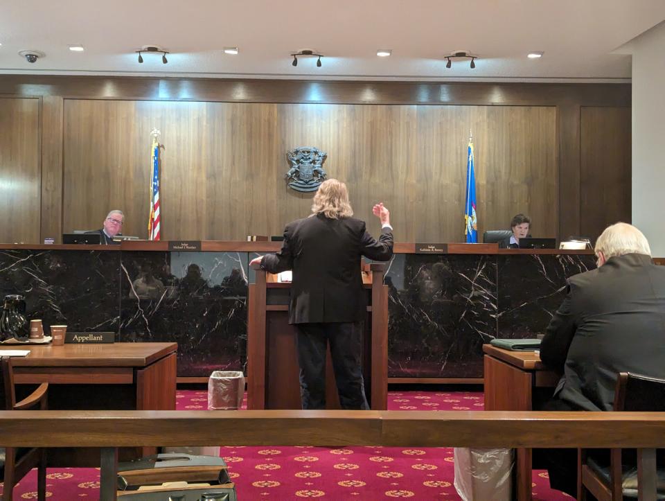 Attorney Mark Brewer argues before the Michigan Court of Appeals on Wednesday, Jan. 3, 2024.