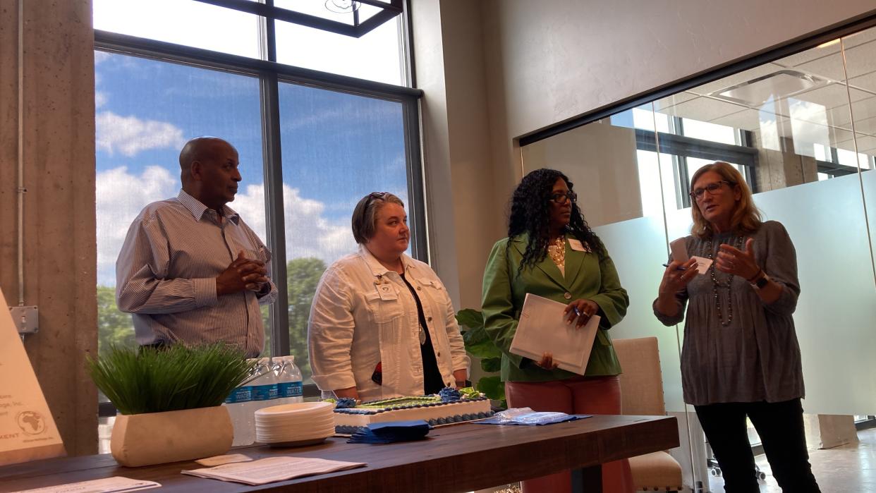 From left, COMSA's Adan Hurre, We Are HOPE executive director Kim Carley, Dr. Sabrina Robins of African Heritage Inc. and New North Executive Director Barb LaMue talk about the new Hidden Talent initiatives designed to connect underemployed, underserved populations with targeted resources and training for in-demand jobs.