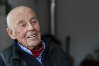 The 93-year-old Polish citizen Andrzej Sitkowski, who was named "Righteous Among the Nations" by Yad Vashem in 1995 talks to the Associated Press during an interview in Durach, Tuesday, Jan. 18, 2022 Andrzej Sitkowski was 15 years old when his mother told him that she had been asked by a neighbour to hide a little Jewish girl from the Nazis at their home. This year, as the world commemorates the 77th anniversary of the liberation of the German Nazi Auschwitz concentration and extermination camp on January 27, 1945, Yad Vashem and the Conference on Jewish Material Claims against Germany have teamed up to highlight the stories of "Righteous Rescuers" the people who risked everything, even their own lives, to save Jews from getting murdered by the Nazis and their henchmen. (AP Photo/Alexandra Beier)