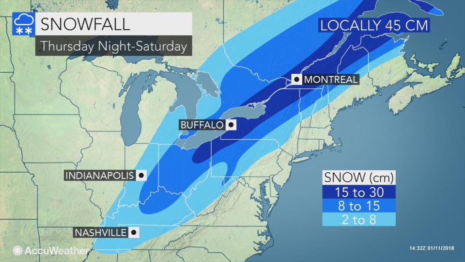Storm snowfall forecast map/AccuWeather