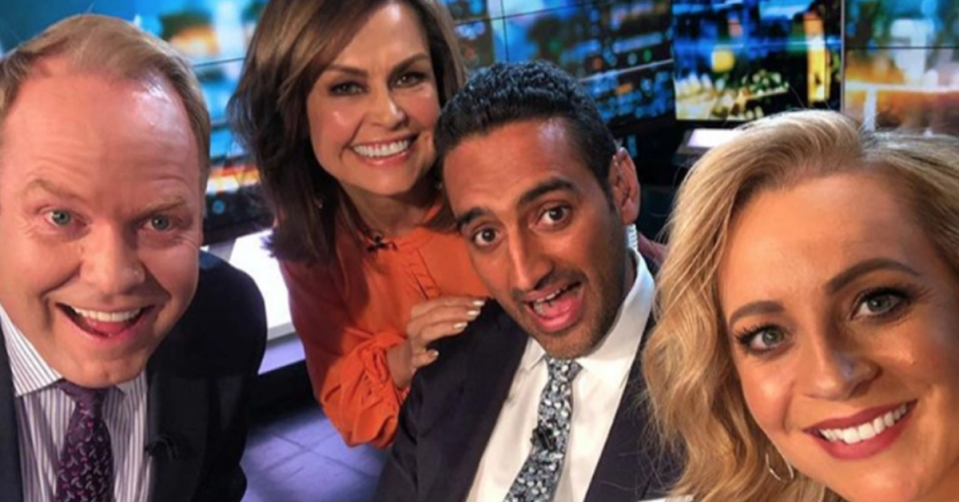 Peter Helliar, Lisa Wilkinson, Waleed Aly and Carrie Bickmore on The Project.