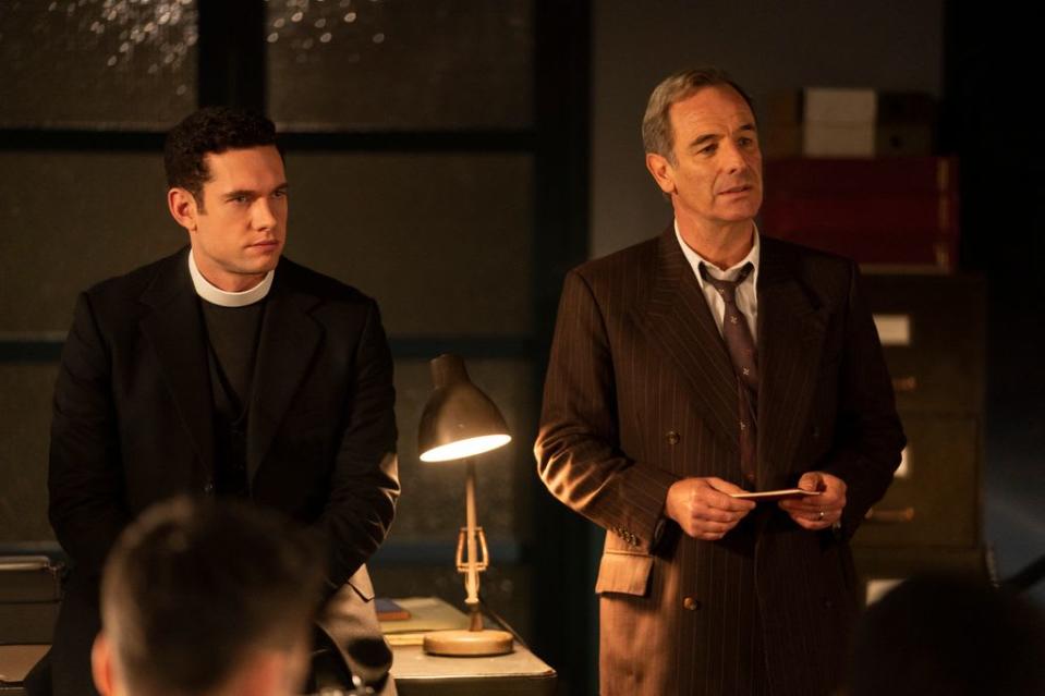 Tom Brittney as Rev. Will Davenport and Robson Green as DI Geordie Keating