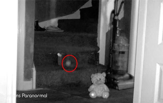 It flies down the staircase, apparently after being pushed by the spirit of a child. Photo: Caters