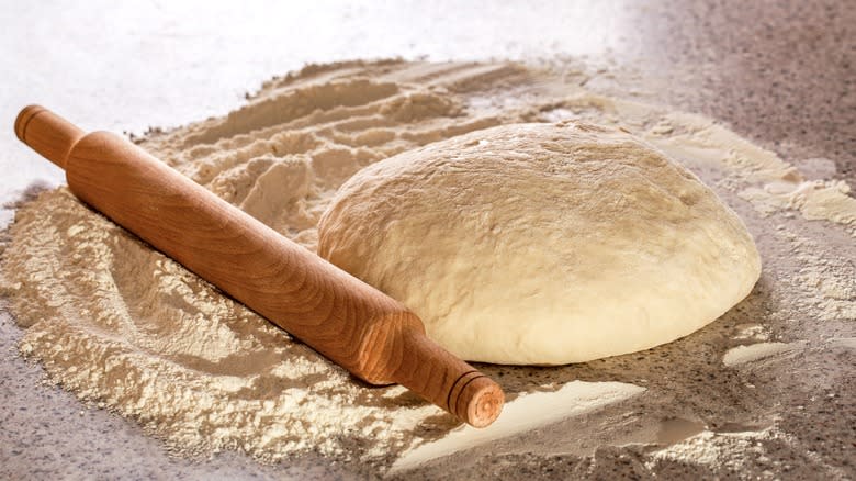 Rolled out pizza dough
