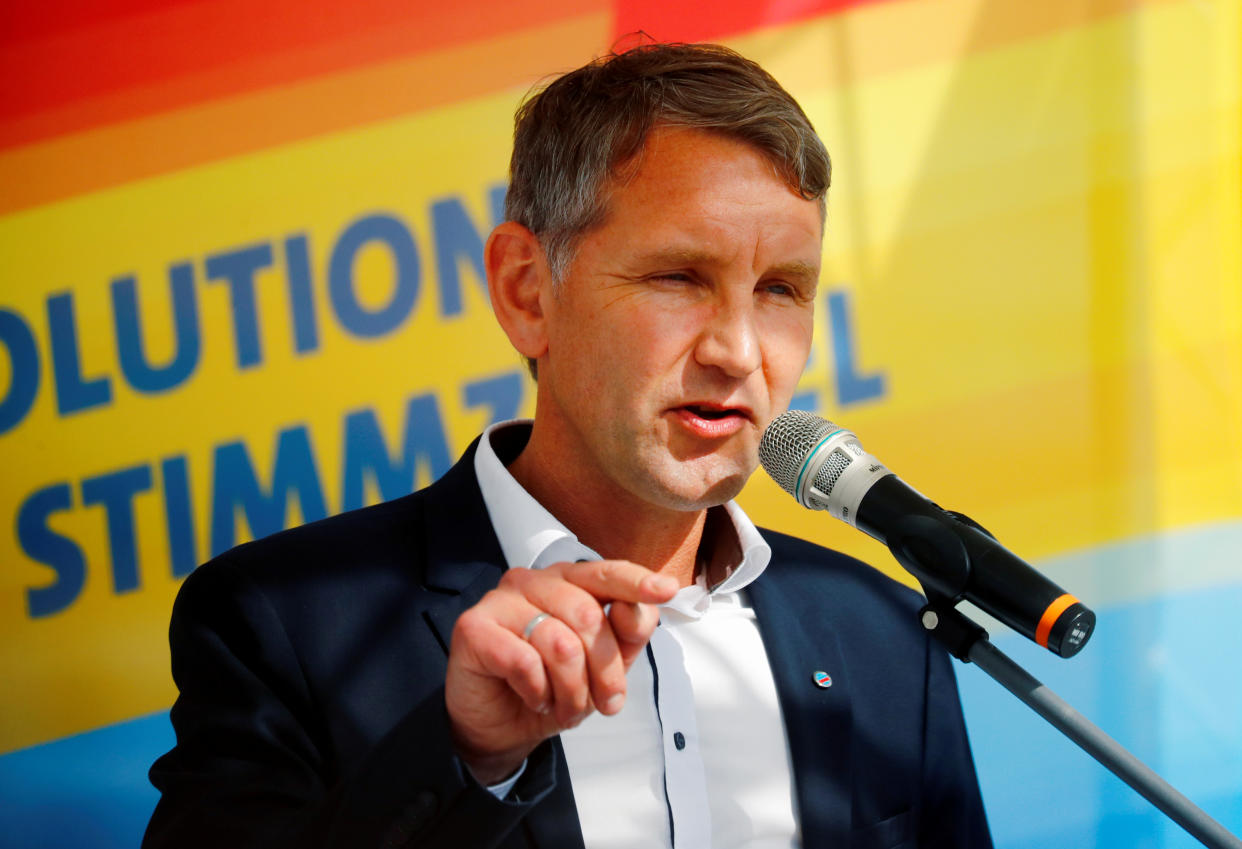 Der Thüringer AfD-Chef Björn Höcke (hier bei einem Wahlkampfauftritt am 13. Juli in Cottbus) steht derzeit auch innerhalb der AfD in der Kritik. Foto: REUTERS/Hannibal Hanschke