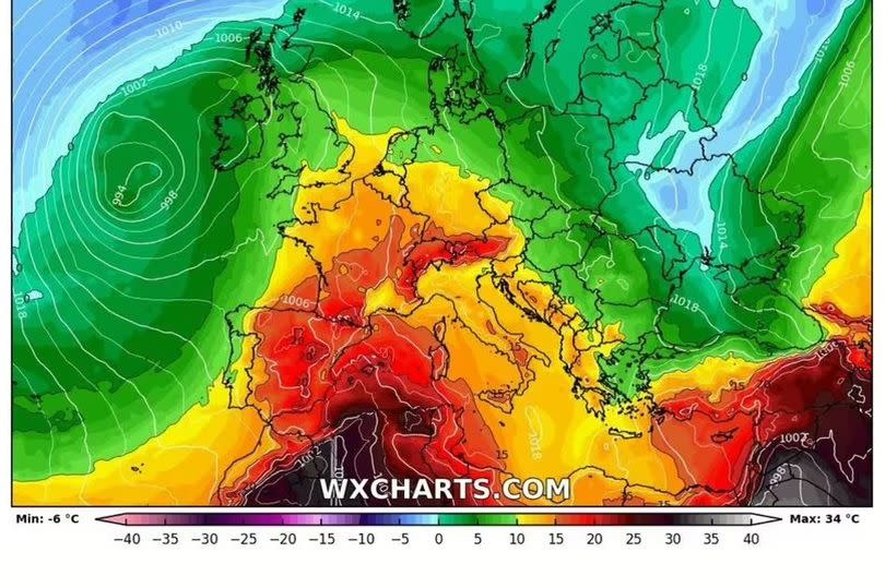 Hot weather from Europe us pushing up towards the UK