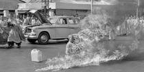 Thich Quang Duc, a Buddhist monk, burns himself to death on a Saigon street on June 11, 1963 to protest persecution of Buddhists by the South Vietnamese government. AP Photo/Malcolm Browne
