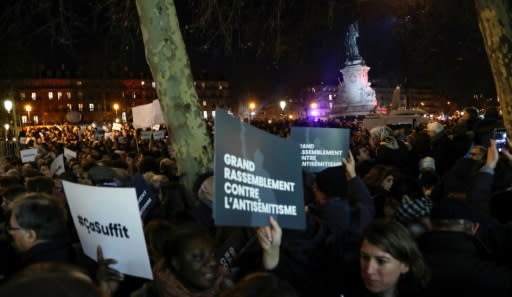 Thousands of people demonstrated across France to protest the rise in anti-semitic incidents in the country