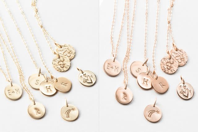 <p>GLDN</p> Lor Initial Necklace in Gold and Rose Gold