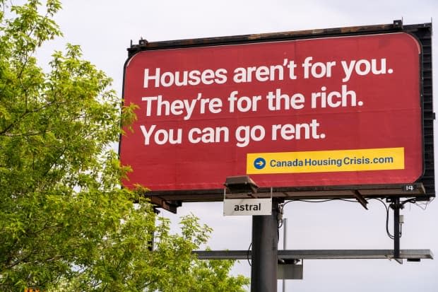 Road-side billboard in Ottawa sponsored by CanadaHousingCrisis.com on May 21, 2021. Ottawa is set to introduce a vacancy tax hoping to increase the stock of housing for rent and sale.