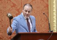 Utah House Speaker Mike Schultz, R-Hooper, gavels the 2024 Legislature into session Tuesday, Jan. 16, 2024, at the Utah State Capitol, in Salt Lake City. (Krisitn Murphy/The Deseret News via AP, Pool)